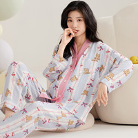 带胸垫月子服纯棉秋季产后产妇哺乳睡衣春秋10月份喂奶家居服