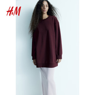 H&M女装2024秋季新款连衣裙圆领宽松轻便舒适时尚卫衣裙1234798