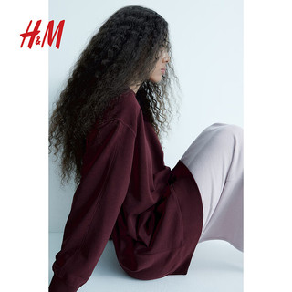 H&M女装2024秋季新款连衣裙圆领宽松轻便舒适时尚卫衣裙1234798