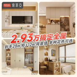 索菲亚 衣柜 40㎡全屋套餐 卧室家具整体衣柜衣帽间衣橱柜子 套餐价：28㎡柜+12㎡背景墙