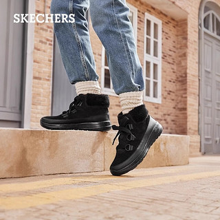 斯凯奇（Skechers）女鞋加绒保暖中筒雪地靴子舒适柔软144335 栗色/CSNT 39.5