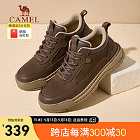 骆驼（CAMEL）2024冬季复古工装鞋厚底舒适加绒保暖城市户外男鞋 G14W136640 棕色 44