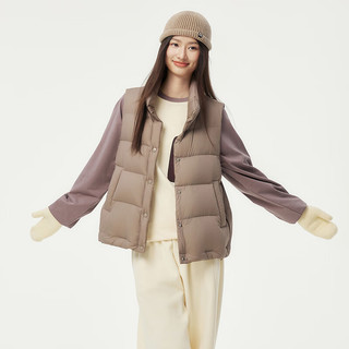 坦博尔达人羽绒服女2024立领马甲轻薄时尚潮秋冬外套TD236006 栗灰咖 175/96A