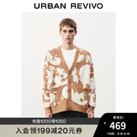 UR2024秋季男装潮流趣味熊猫图案软糯针织开衫UMV930005 咖啡色 XS