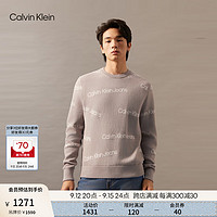 Calvin Klein Jeans24秋冬男士时尚休闲ck字母提花圆领针织毛衣J326794 PEE-铅灰 XL