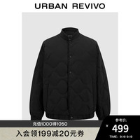 UR2024秋冬男装轻熟时尚水波纹绗缝宽松羽绒服UMM140001 黑色 XS