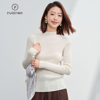 帕什【24一线成衣】羊绒衫女半高领100%山羊绒修身针织毛衣PS-04 经典黑 L（105-120斤）