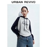 URBAN REVIVO UR 2024春夏新款女装休闲撞色字母刺绣连帽抽绳卫衣 UWL440046