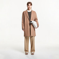 杰克·琼斯（JACK&JONES）男装衣服秋冬商务休闲中长款毛呢大衣男羊毛呢子双面羊绒外套男士 E11咖色 180/100A/L