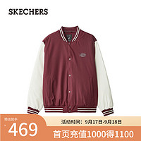 斯凯奇（Skechers）男女同款梭织裥棉外套L324U110 粉黛色/02C9 XS