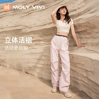 MOLY VIVI 魔力薇薇 冲锋软壳裤女防风服滑雪裤登山直筒工装裤薄款徒步裤魔力薇薇 经典黑-春夏清爽薄款 M