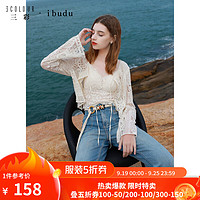 3COLOUR 三彩 SEMIR 三彩 秋季新款系带小开衫绣花蕾丝长袖宽松短款轻薄外套 10107536659424