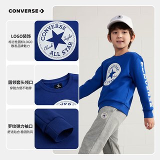 Converse匡威男童卫衣春秋上衣女大童套头打底衫加绒长袖红色儿童卫衣 冲浪蓝-加绒 24批冬 150(M)cm/72