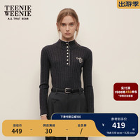 Teenie Weenie小熊2024年秋季气质温柔假两件半高领毛衣针织衫 深灰色 165/M