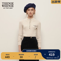 Teenie Weenie小熊2024年秋季气质温柔假两件半高领毛衣针织衫 象牙白 155/XS