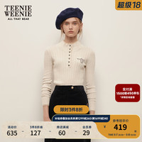 Teenie Weenie小熊2024年秋季气质温柔假两件半高领毛衣针织衫 象牙白 175/XL