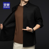 罗蒙(ROMON)7A抗菌假两件针织衫男2024秋季新款休闲百搭毛呢衬衫针织打底衫男
