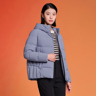 坦博尔羽绒服女蓄热科技冬季宽松短款加厚保暖连帽中老女装外套TD236356 芙蓉兰 190/108A