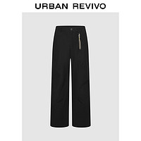 URBAN REVIVO UR男装时髦休闲装饰绳垂感百搭宽腿裤UML640094