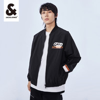 杰克·琼斯(JACK&JONES)秋季字母美式休闲棒球领短袖夹克外套男合集 黑色222121040 170/92A/S