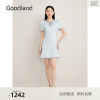 音儿（YINER）Goodland美地2024夏季新款法式小香风珠片镂空水滴领连衣裙