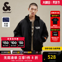 杰克·琼斯(JACK&JONES)秋冬男装衣服棉衣飞行夹克男保暖宽松连帽短款棉服外套男士 黑色E40 190/108A/XXL