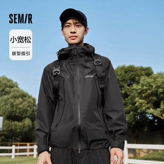 森马（Semir）张新成同款冲锋衣外套男24秋户外风三防上衣109524108201 黑色90001 XXXL