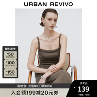 UR2024秋季新款女装高街休闲风捏褶包边吊带连衣裙UWJ740065