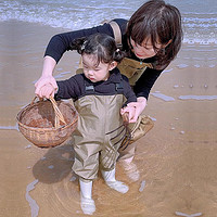 SEKOYA 儿童涉水裤连体防水半身雨裤雨鞋沙滩玩水服宝宝溪流钓鱼赶海装备 2001J 常规胶底 SS/S(身高95-115CM)