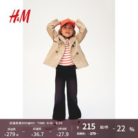H&M童装女童2024秋季有领双排扣短风衣1236923 米色 120/64