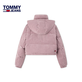 TOMMY JEANS【短款灯芯绒】24秋冬女学院风刺绣连帽立领羽绒服18297 紫色VVK L