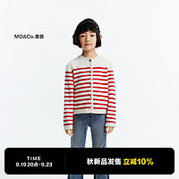 little MO&Co.little moco童装24秋女童羊毛混纺长袖针织开衫法式条纹外套 红白条色 120/60