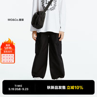 little MO&Co.little moco童装24秋装男女童亲子装长裤工装裤直筒裤束脚裤 黑色  140/58