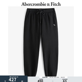 ABERCROMBIE & FITCH男装 24秋季经典小麋鹿松紧腰抽绳束脚运动卫裤KI134-4099 黑色 S (170/76A)