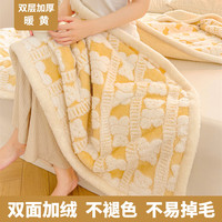 雅鹿加厚双层阳离子毛毯被子冬季毛巾被办公室午睡毯盖毯盖毯 阳离子毛毯-暖黄【一毯多用】 220*240cm【毛毯单件】