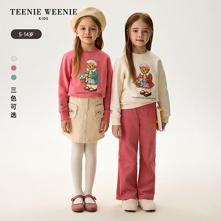 Teenie Weenie Kids小熊童装24秋冬女童印花圆领套头加绒卫衣 绿色 150cm