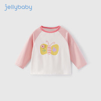 JELLYBABY新款女宝宝春秋装2024上衣撞色插肩袖打底衫女童长袖t恤