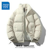 真维斯（JEANSWEST）棉服男女2024冬季加厚保暖面包服男女羽绒棉衣棉袄加绒外套男 白色 纯色 L
