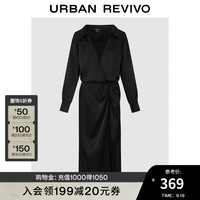 UR2024秋冬新款女装法式气质魅力开衩长袖连衣裙UWJ740070