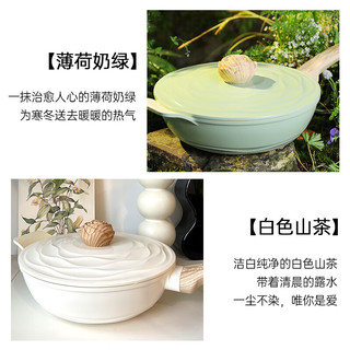 Amercook锅具套装陶瓷不粘锅炒锅森林之花煎锅奶锅汤锅四件套电磁炉燃气 白山茶系列炒锅汤锅 2件套