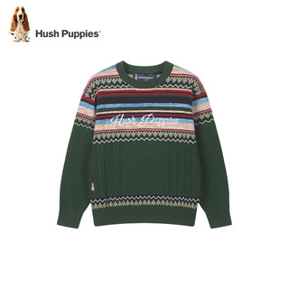 暇步士（Hush Puppies）【圣诞系列】童装儿童男女童2024冬季舒适透气时尚氛围感线衣 经典红 150cm