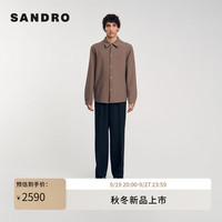 SANDRO2024早秋新款男装纯色通勤翻领质感按扣长袖衬衫SHPCM00935 72/