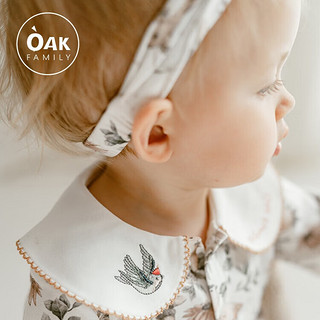 OAK FAMILY婴幼儿衣服新生宝宝春秋季连体衣满月哈衣爬服三角包屁衣 爱丽丝花园（不含发带） 66cm