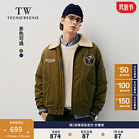 Teenie Weenie Men小熊男装棉服2024冬季机车风潮流加厚外套夹克男 军绿色 180/XL