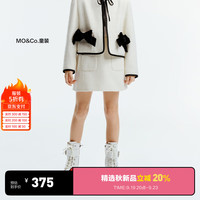 little MO&Co.little moco童装24秋装女童小香风羊毛混纺半身裙毛呢短裙 米白色 140/58