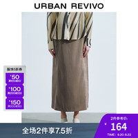 UR2024秋季女装时尚气质通勤百搭长款A字半裙UWM540005 深红棕 M