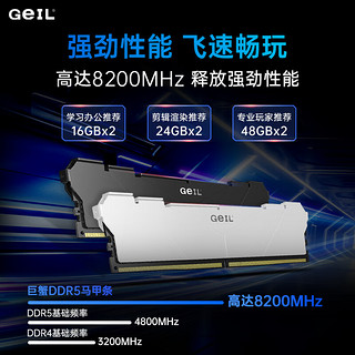 GEIL金邦 32G（16G*2） DDR5-7200 台式机电脑内存条 海力士A-die颗粒 巨蟹马甲系列黑色