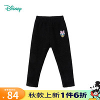 迪士尼宝宝（Disney Baby）迪士尼童装女童裤子可爱黛丝加绒打底裤 碳黑 3岁/身高100cm