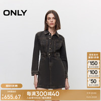 ONLY2024冬季新款复古正肩显瘦翻领牛仔短裙连衣裙女|124442005