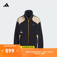 adidas休闲宽松保暖仿羊羔绒外套男女大童秋季阿迪达斯轻运动 传奇墨水蓝/黑色 134CM